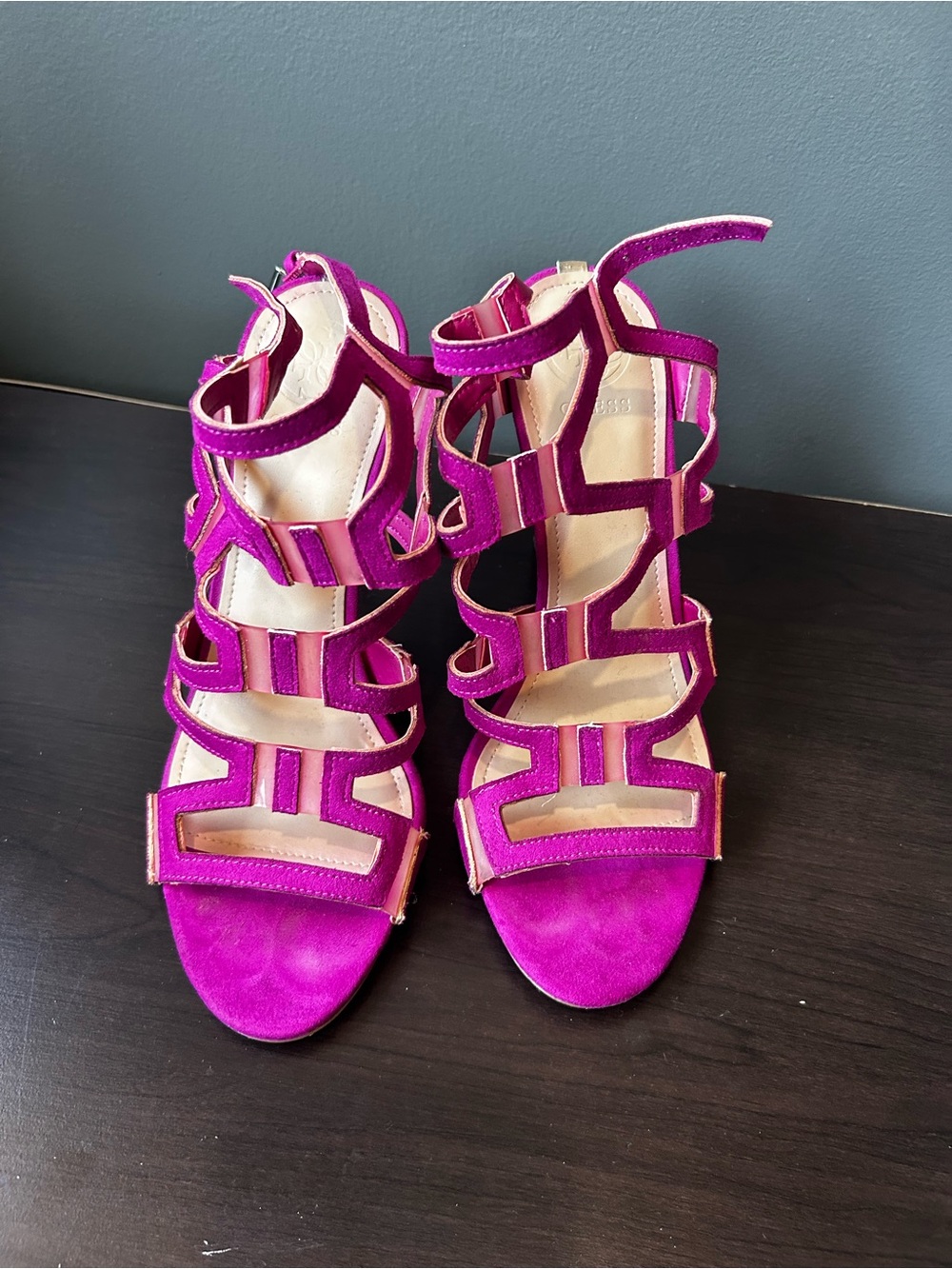 Guess Fuchsia Multi-Strap Stiletto Sandals - Picture 2 of 3